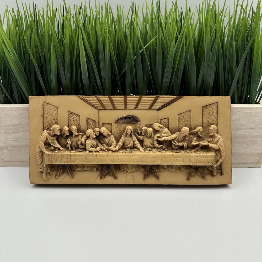 Vintage THE LAST SUPPER Hanging 3D Wall Plaque Resin Raised Relief